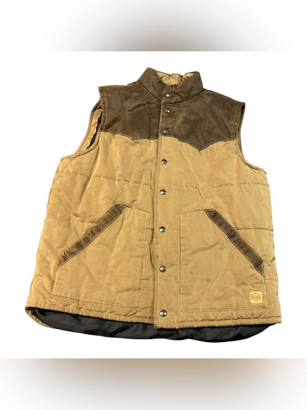 RedHead Ranch Brown and Tan Quilted Vest with Contrast Yoke size large